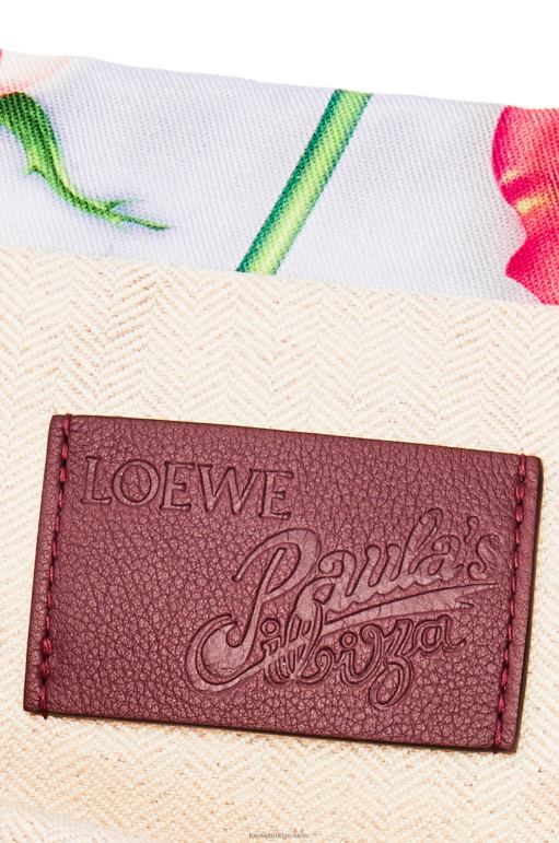 Loewe tuvalde gül büzgülü kese 02600587 kadınlar mavi leylak