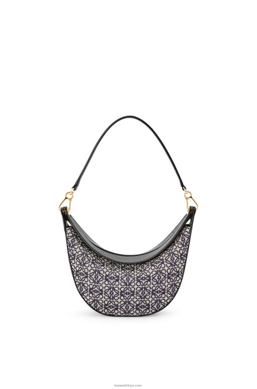 Loewe anagram jakarlı ve klasik dana derisinden küçük luna çantası 02600450 kadınlar lacivert/siyah