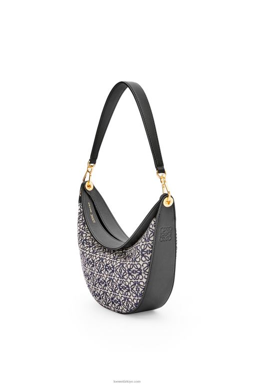 Loewe anagram jakarlı ve klasik dana derisinden küçük luna çantası 02600450 kadınlar lacivert/siyah