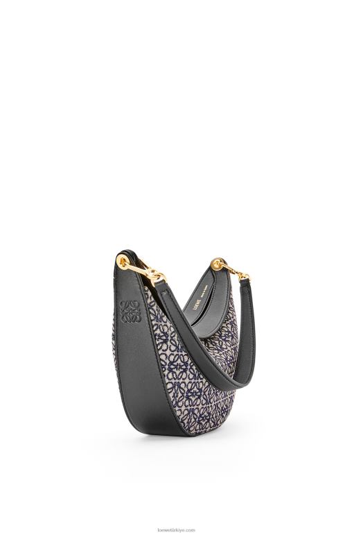 Loewe anagram jakarlı ve klasik dana derisinden küçük luna çantası 02600450 kadınlar lacivert/siyah