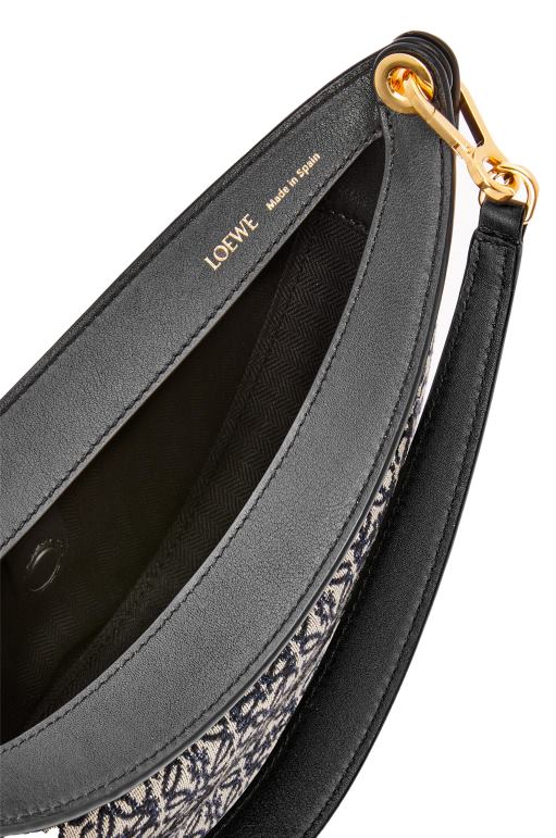 Loewe anagram jakarlı ve klasik dana derisinden küçük luna çantası 02600450 kadınlar lacivert/siyah
