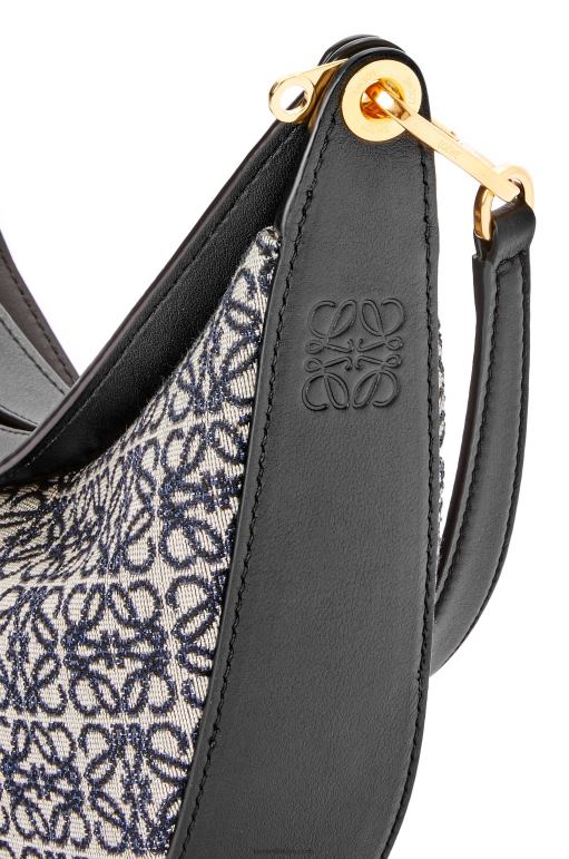 Loewe anagram jakarlı ve klasik dana derisinden küçük luna çantası 02600450 kadınlar lacivert/siyah