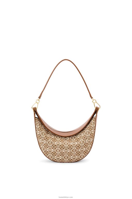 Loewe anagram jakarlı ve klasik dana derisinden küçük luna çantası 02600492 kadınlar bronzluk / ceviz