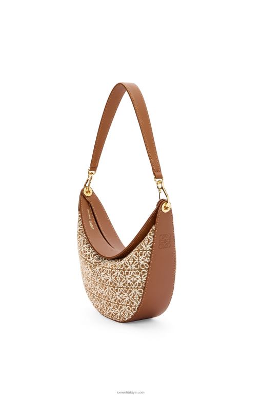 Loewe anagram jakarlı ve klasik dana derisinden küçük luna çantası 02600492 kadınlar bronzluk / ceviz
