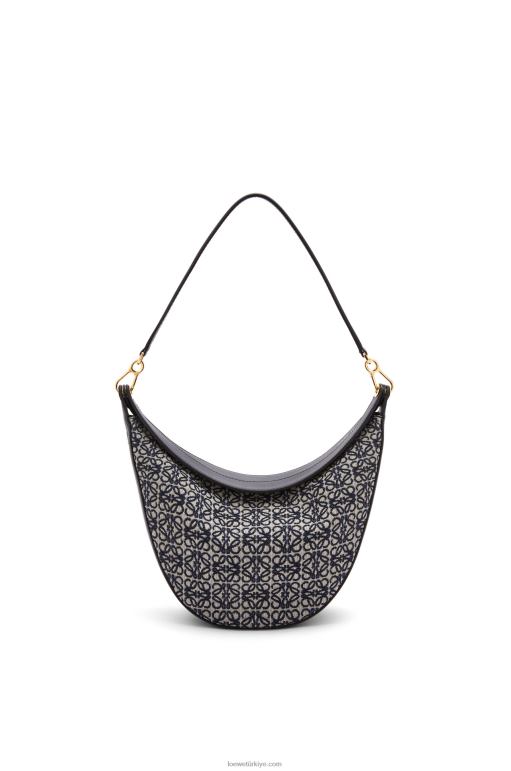 Loewe anagram jakarlı ve klasik dana derisinden luna çantası 02600451 kadınlar lacivert/siyah