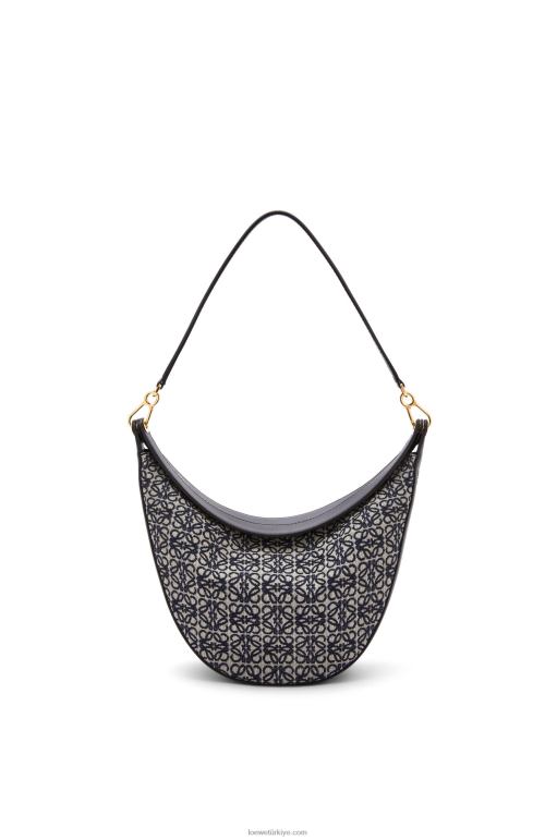 Loewe anagram jakarlı ve klasik dana derisinden luna çantası 02600451 kadınlar lacivert/siyah