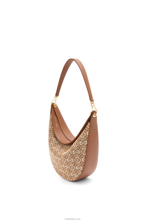 Loewe anagram jakarlı ve klasik dana derisinden luna çantası 02600512 kadınlar bronzluk / ceviz