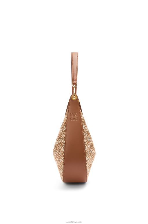 Loewe anagram jakarlı ve klasik dana derisinden luna çantası 02600512 kadınlar bronzluk / ceviz