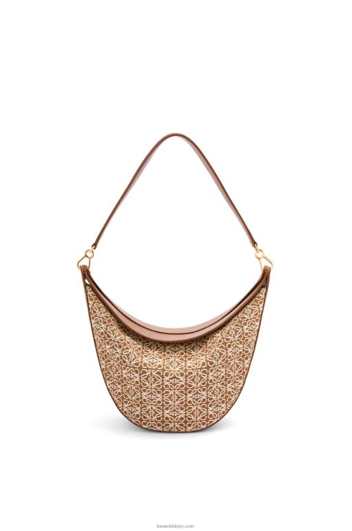 Loewe anagram jakarlı ve klasik dana derisinden luna çantası 02600512 kadınlar bronzluk / ceviz