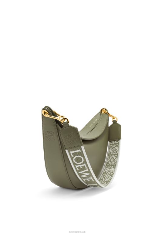 Loewe saten dana derisi ve jakarlı küçük luna çantası 02600474 kadınlar avokado yeşili