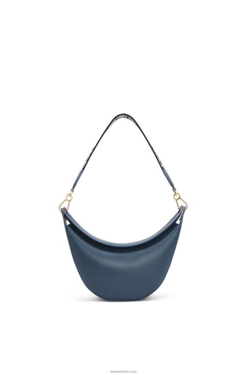 Loewe saten dana derisi ve jakarlı küçük luna çantası 02600482 kadınlar oniks mavisi