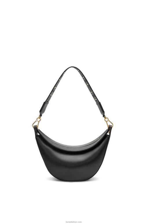 Loewe saten dana derisi ve jakarlı küçük luna çantası 02600484 kadınlar siyah