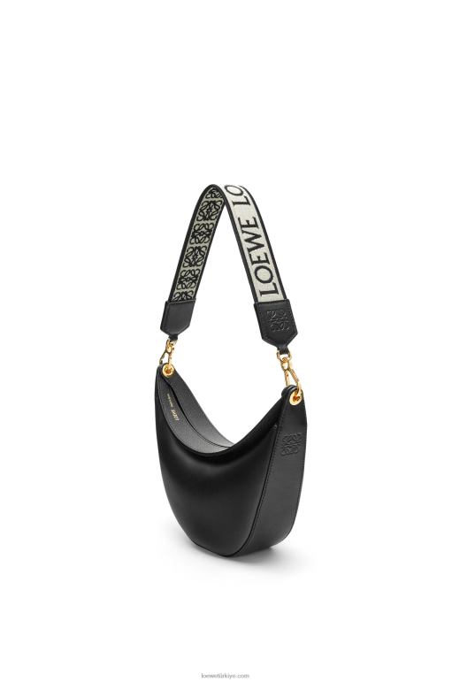 Loewe saten dana derisi ve jakarlı küçük luna çantası 02600484 kadınlar siyah