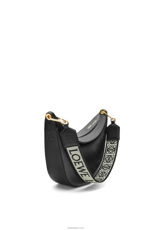 Loewe saten dana derisi ve jakarlı küçük luna çantası 02600484 kadınlar siyah