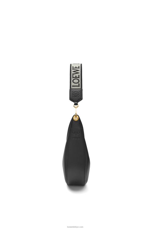 Loewe saten dana derisi ve jakarlı küçük luna çantası 02600484 kadınlar siyah
