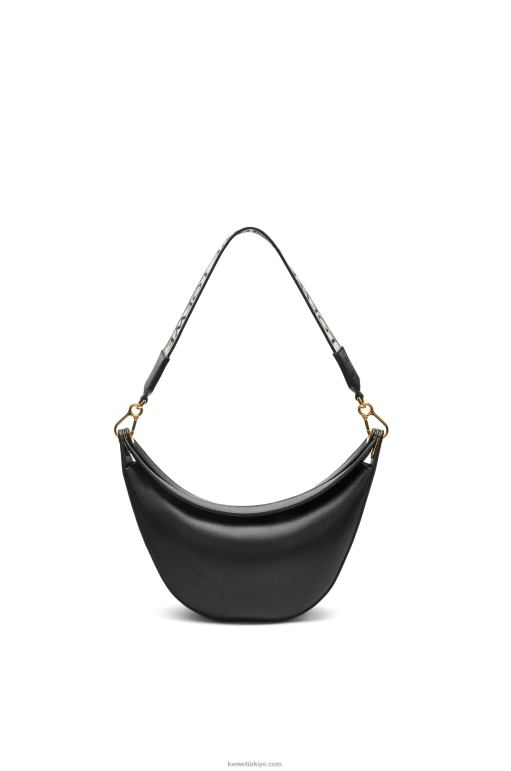 Loewe saten dana derisi ve jakarlı küçük luna çantası 02600484 kadınlar siyah