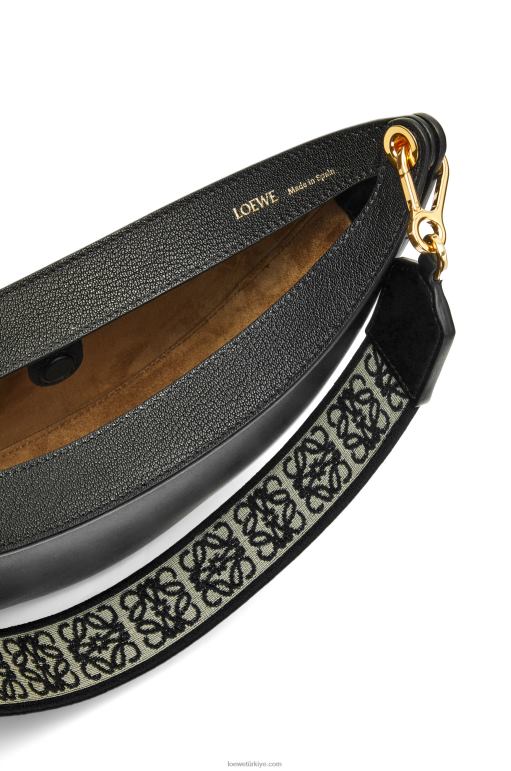 Loewe saten dana derisi ve jakarlı küçük luna çantası 02600484 kadınlar siyah