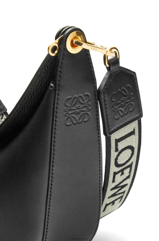 Loewe saten dana derisi ve jakarlı küçük luna çantası 02600484 kadınlar siyah