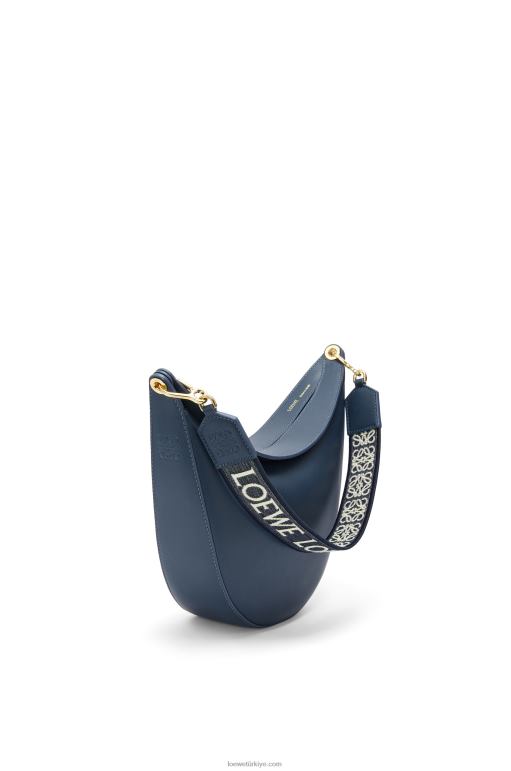 Loewe saten dana derisi ve jakarlı luna çanta 02600483 kadınlar oniks mavisi