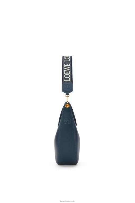 Loewe saten dana derisi ve jakarlı luna çanta 02600483 kadınlar oniks mavisi