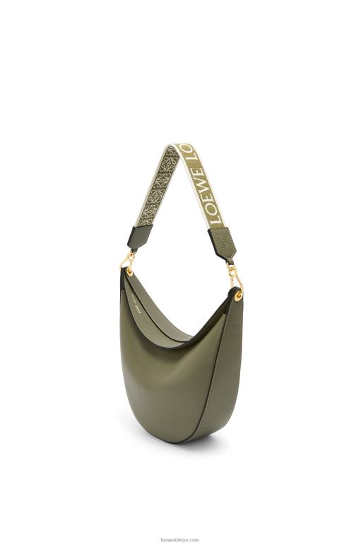 Loewe saten dana derisi ve jakarlı luna çanta 02600511 kadınlar avokado yeşili