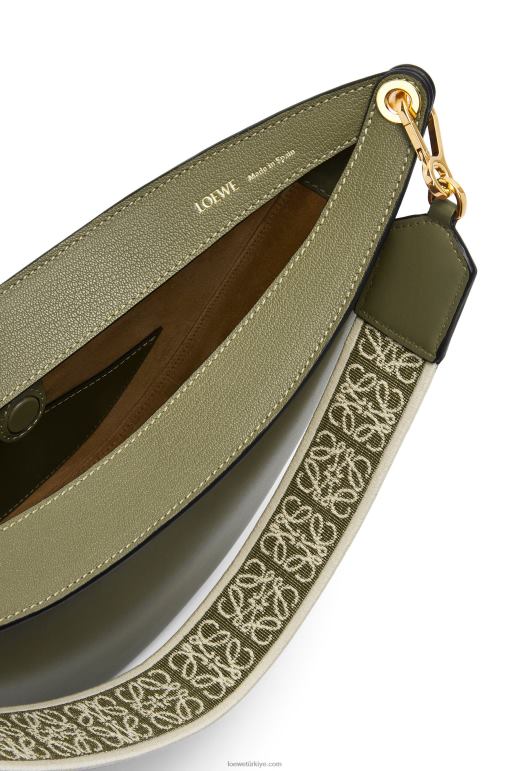 Loewe saten dana derisi ve jakarlı luna çanta 02600511 kadınlar avokado yeşili