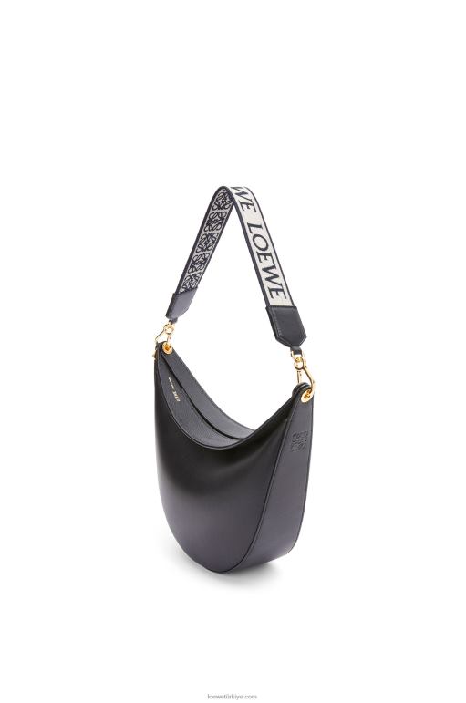 Loewe saten dana derisi ve jakarlı luna çanta 02600521 kadınlar siyah