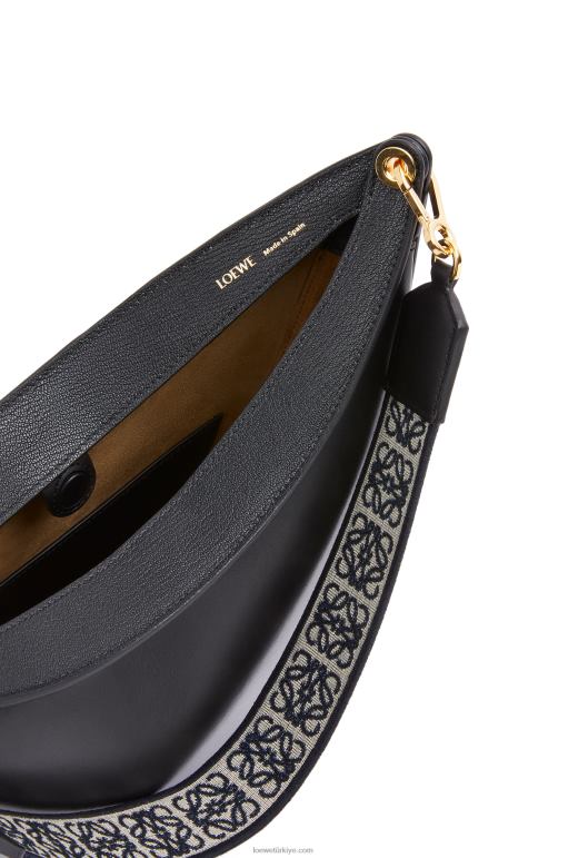 Loewe saten dana derisi ve jakarlı luna çanta 02600521 kadınlar siyah