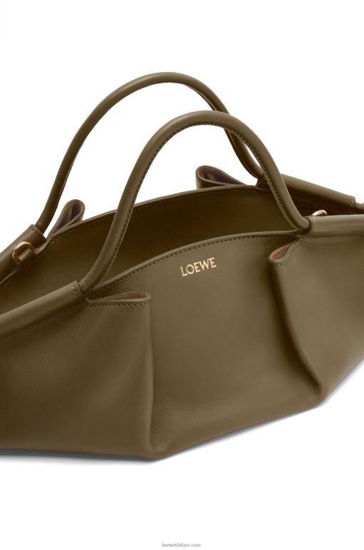 Loewe parlak napa dana derisinden küçük paseo çanta 02600353 kadınlar koyu haki yeşil