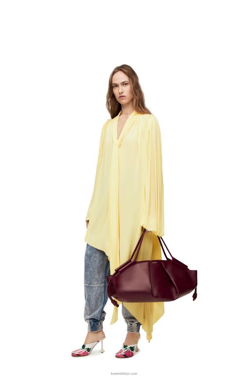 Loewe parlak napa dana derisinden xl paseo çanta 02600415 kadınlar bordo