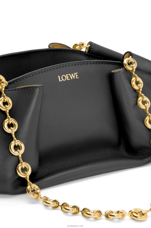 Loewe zincirli parlak napa dana derisinden küçük paseo çanta 02600402 kadınlar siyah