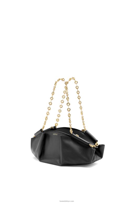 Loewe zincirli parlak napa dana derisinden küçük paseo çanta 02600402 kadınlar siyah