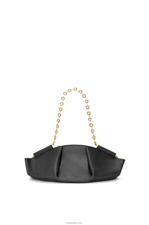 Loewe zincirli parlak napa dana derisinden küçük paseo çanta 02600402 kadınlar siyah