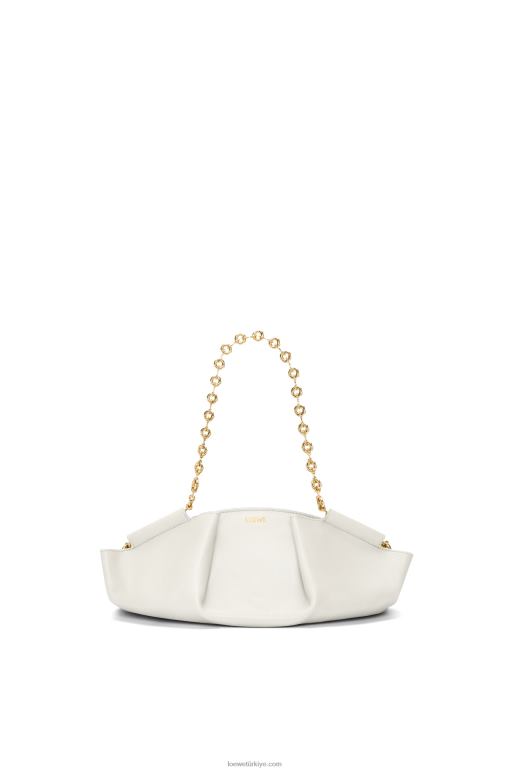 Loewe zincirli parlak napa dana derisinden küçük paseo çanta 02600404 kadınlar açık beyaz