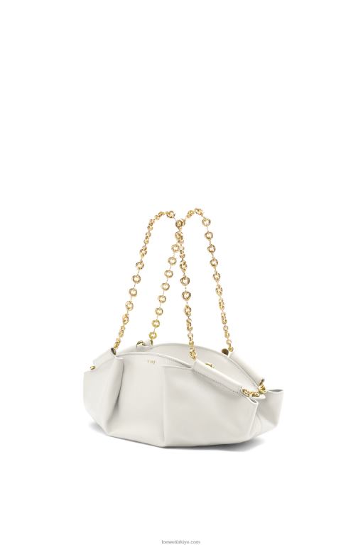 Loewe zincirli parlak napa dana derisinden küçük paseo çanta 02600404 kadınlar açık beyaz