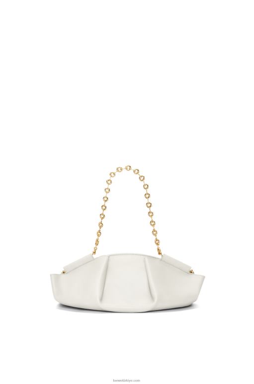 Loewe zincirli parlak napa dana derisinden küçük paseo çanta 02600404 kadınlar açık beyaz