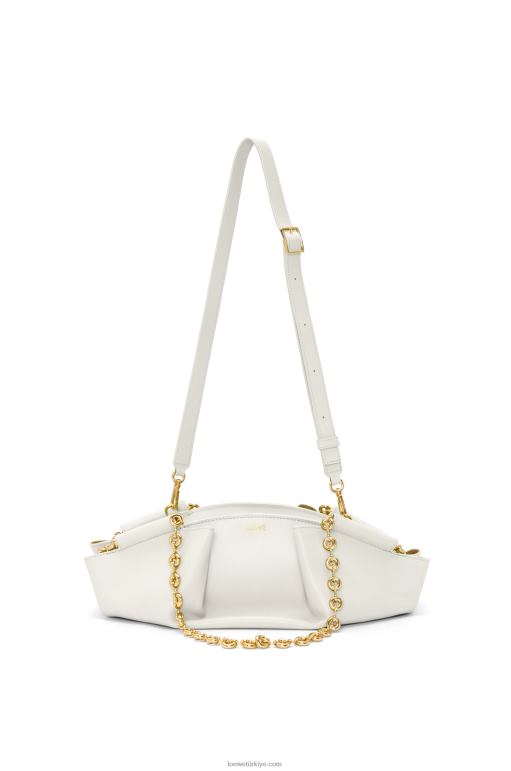 Loewe zincirli parlak napa dana derisinden küçük paseo çanta 02600404 kadınlar açık beyaz