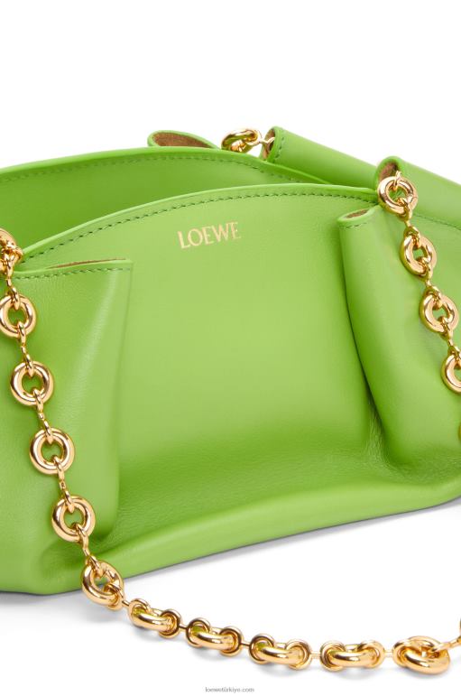 Loewe zincirli parlak napa dana derisinden küçük paseo çanta 02600422 kadınlar elma yeşili