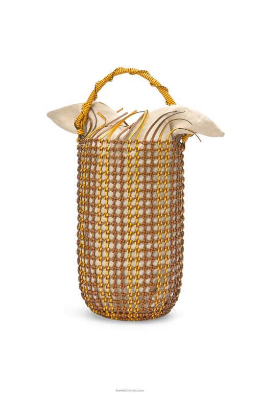Loewe dana derisinden kova örgü çanta 02600183 kadınlar ten rengi/sarı