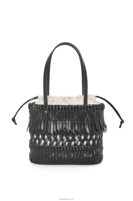 Loewe dana derisinden püsküllü kare sepet çanta 0260091 kadınlar siyah