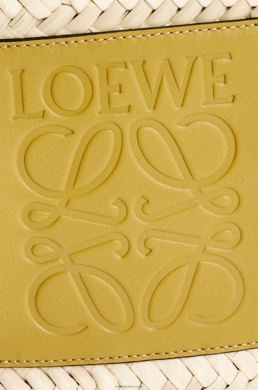Loewe dana derisinden örgü saplı, palmiye yaprağından sepet çanta 026006 kadınlar koyu sarı/ten rengi