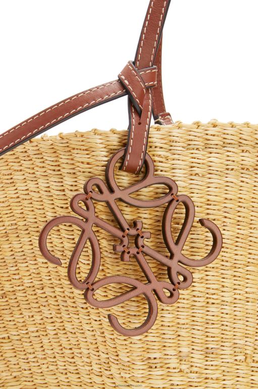 Loewe fil otu ve dana derisinden hasır sepet çanta 0260063 kadınlar doğal/cevizli