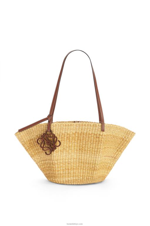 Loewe fil otu ve dana derisinden küçük kabuklu sepet çanta 0260062 kadınlar doğal/cevizli