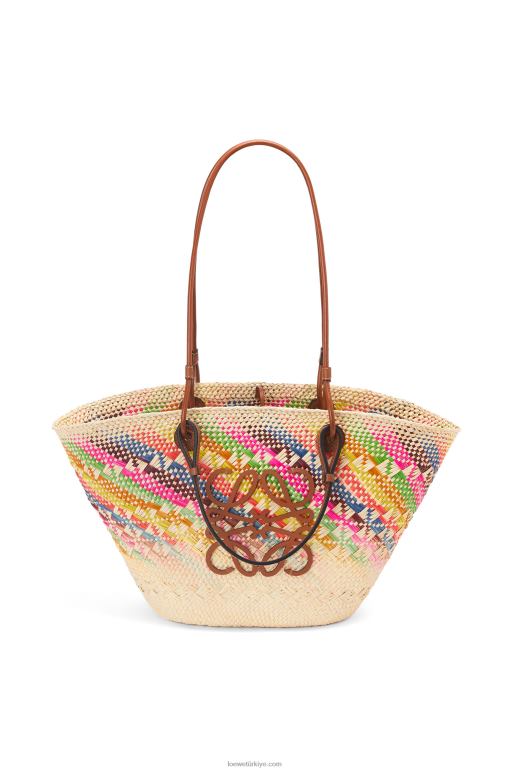 Loewe gökkuşağı iraca palmiyesi ve dana derisinden anagram sepet çantası 02600106 kadınlar çok renkli/ten rengi