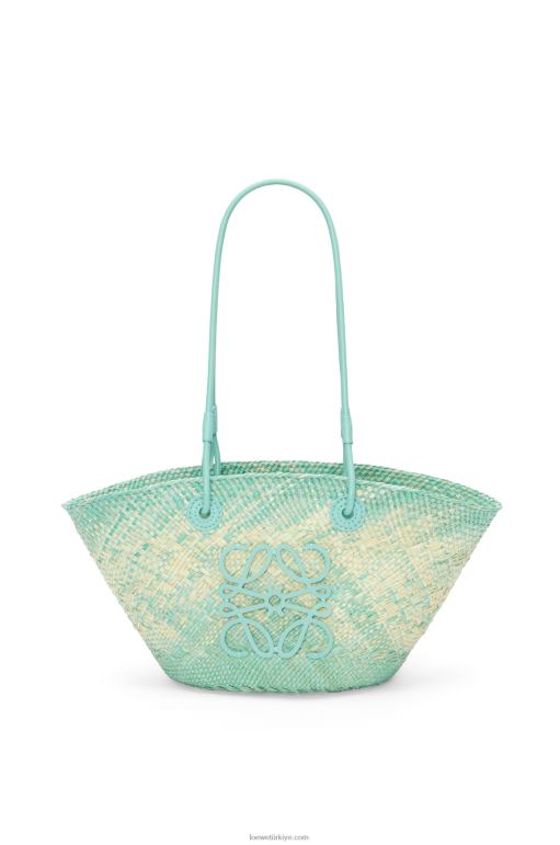 Loewe iraca avuç içi ve dana derisinden küçük anagram sepet çantası 02600110 kadınlar taze nane