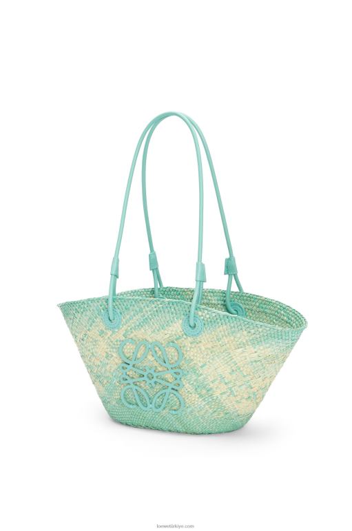 Loewe iraca avuç içi ve dana derisinden küçük anagram sepet çantası 02600110 kadınlar taze nane