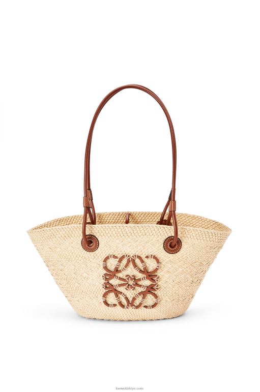 Loewe iraca avuç içi ve dana derisinden küçük anagram sepet çantası 0260019 kadınlar doğal/ten rengi
