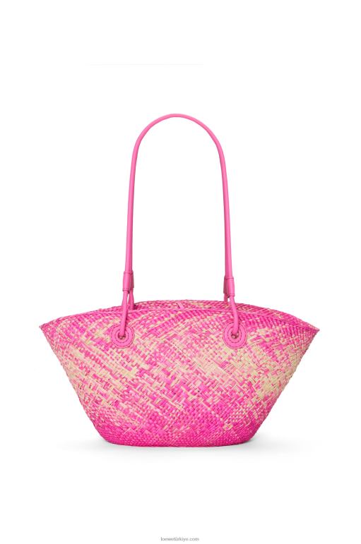 Loewe iraca avuç içi ve dana derisinden küçük anagram sepet çantası 0260056 kadınlar fuşya