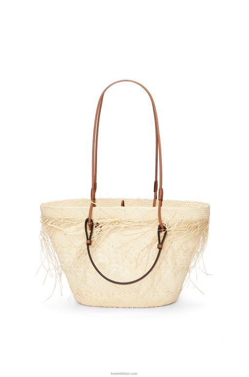 Loewe iraca avuç içi ve dana derisinden yıpranmış anagram sepet çantası 0260054 kadınlar doğal/ten rengi