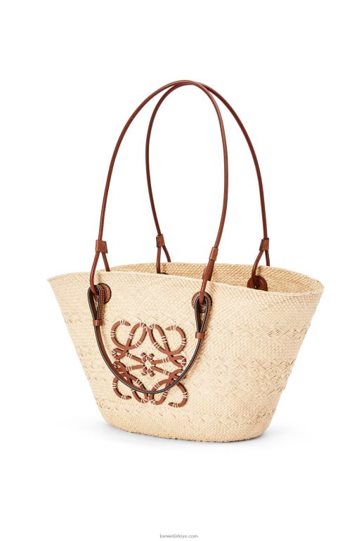 Loewe iraca palmiye ve dana derisinden anagram sepet çantası 0260018 kadınlar doğal/ten rengi